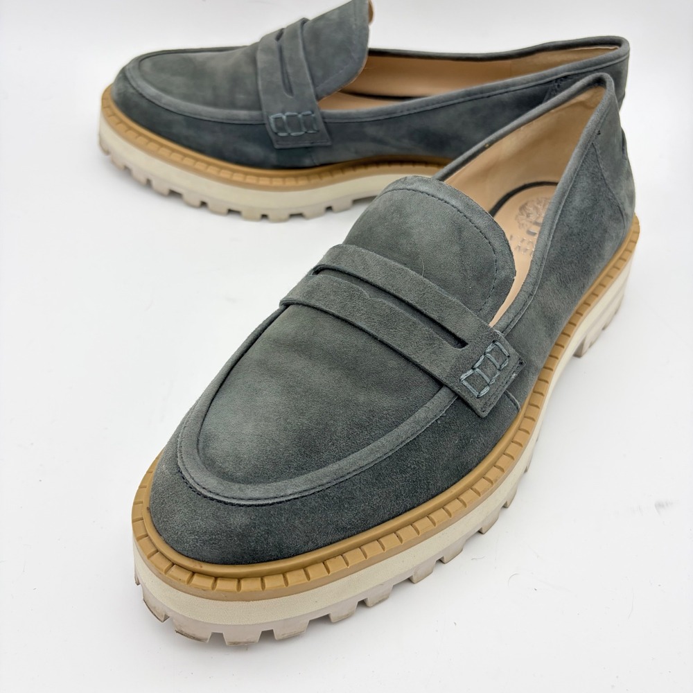 Vince Camuto Lt Green/Sage‎ Suede Platform Lug Sole Penny Loafers Womens 8.5M 39 - Picture 5 of 9